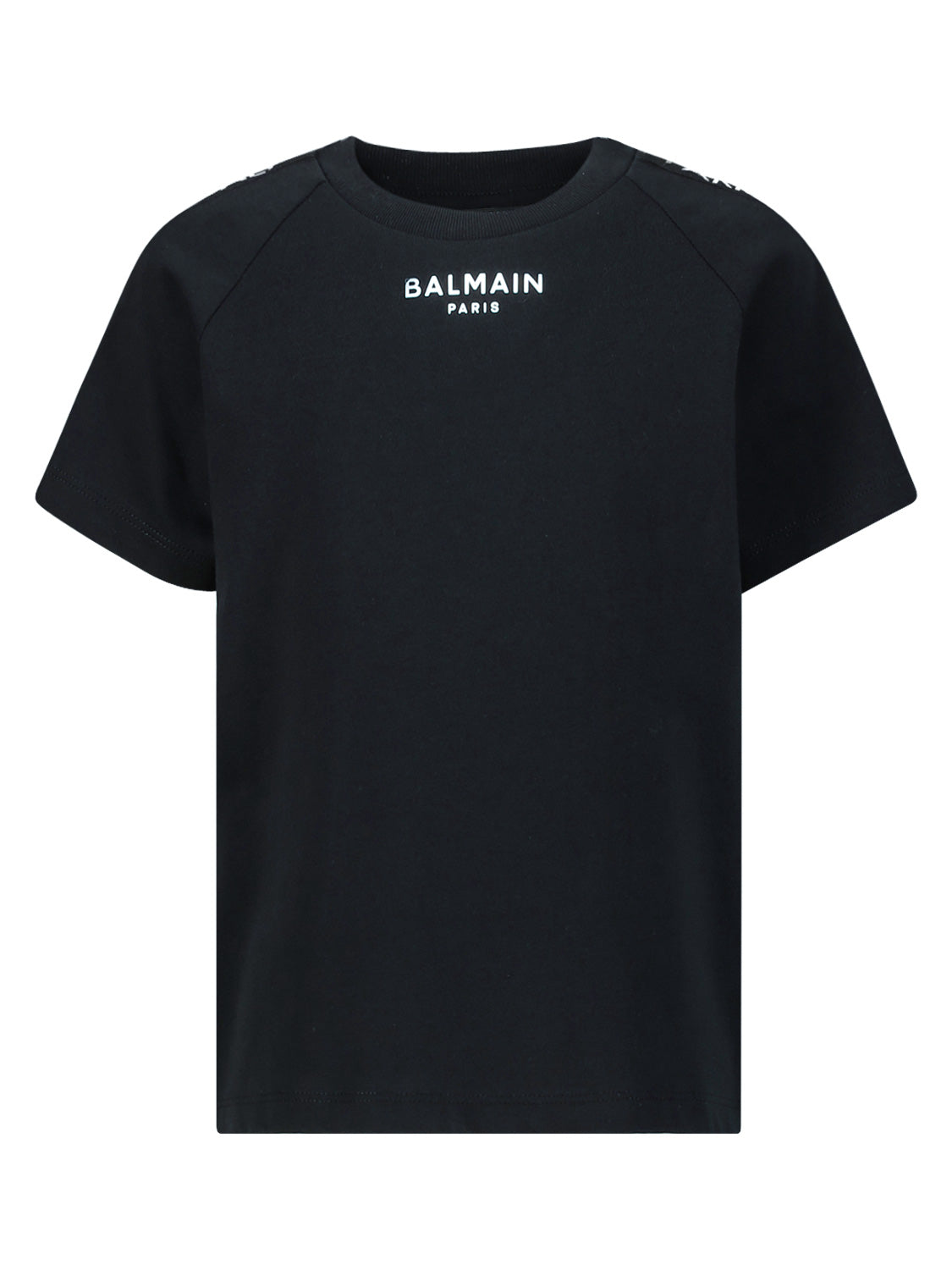 Balmain T Shirt with Logo Band Black 10th