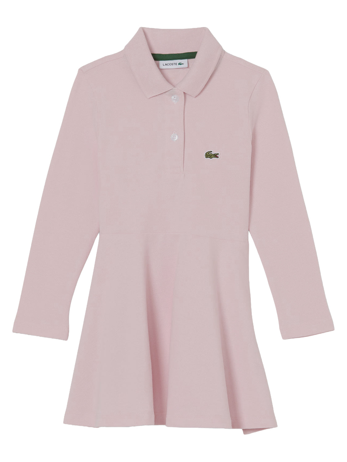 Lacoste Kids Pique Long Sleeve Dress Pink 14 Years Woman