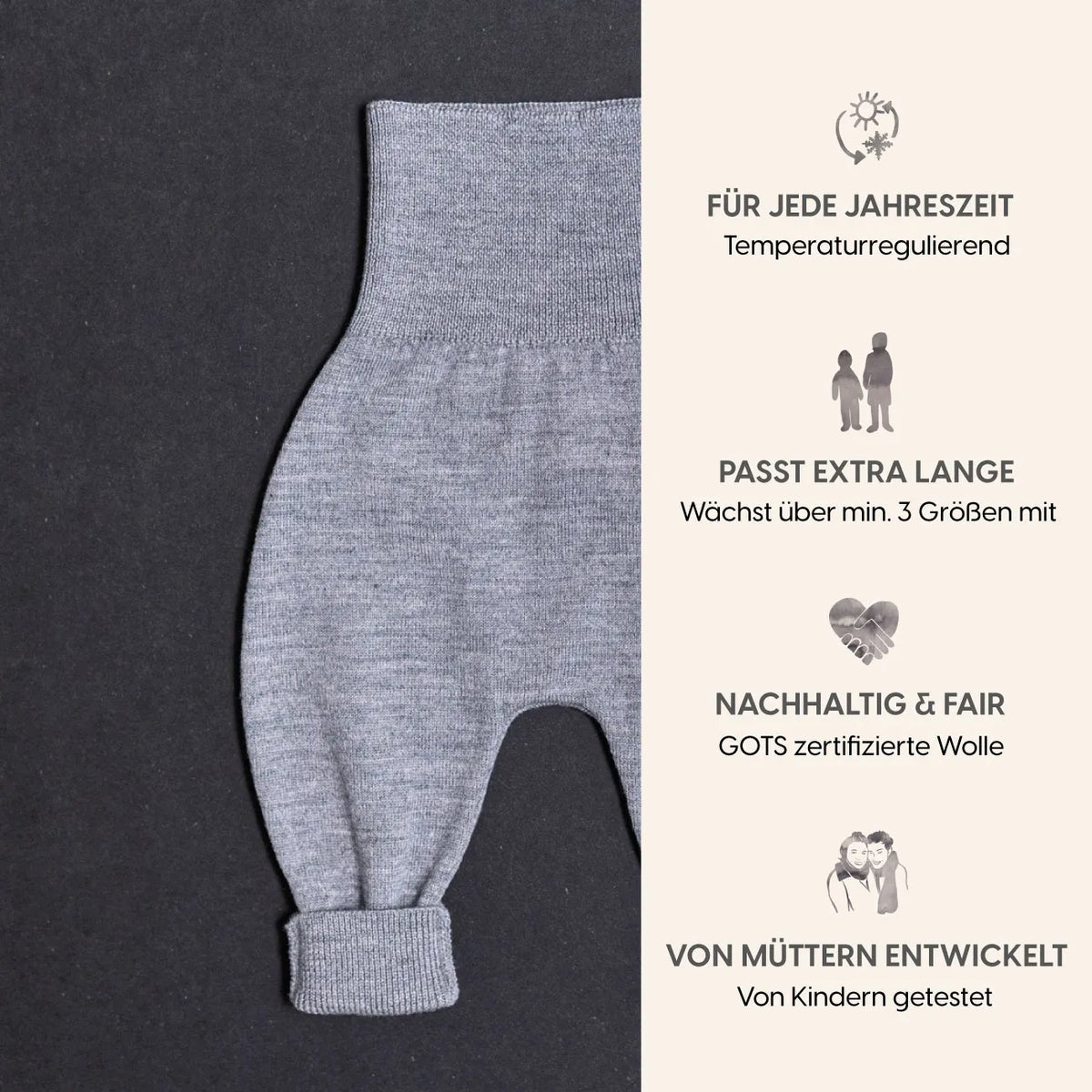THE WOOLLY BABY PANTS - cloud grey