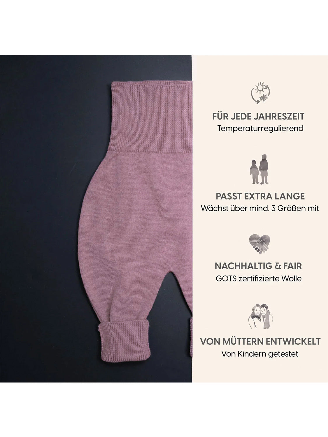 THE WOOLLY BABY PANTS - rose
