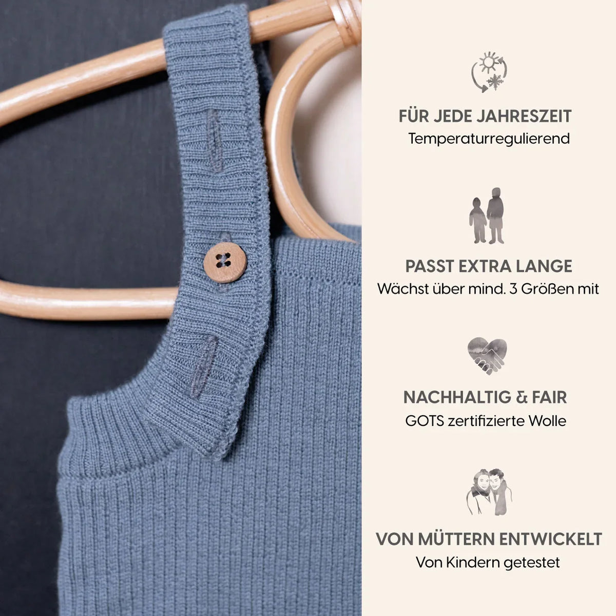 THE WOOLLY BABY JUMPSUIT - blue
