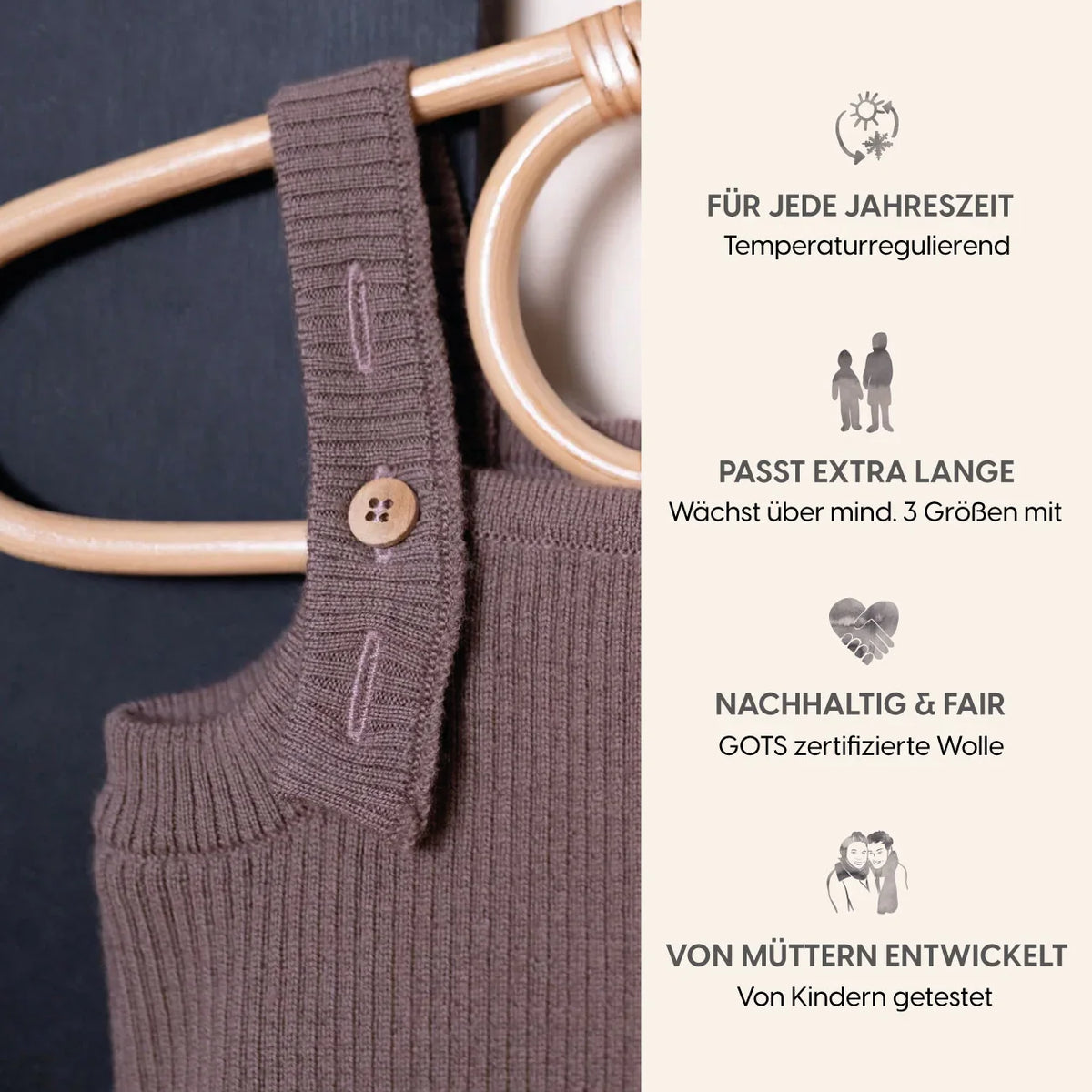 THE WOOLLY BABY JUMPSUIT - mauve