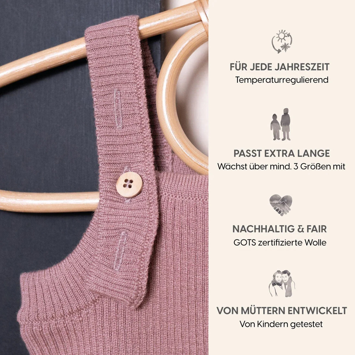 THE WOOLLY BABY JUMPSUIT - rose