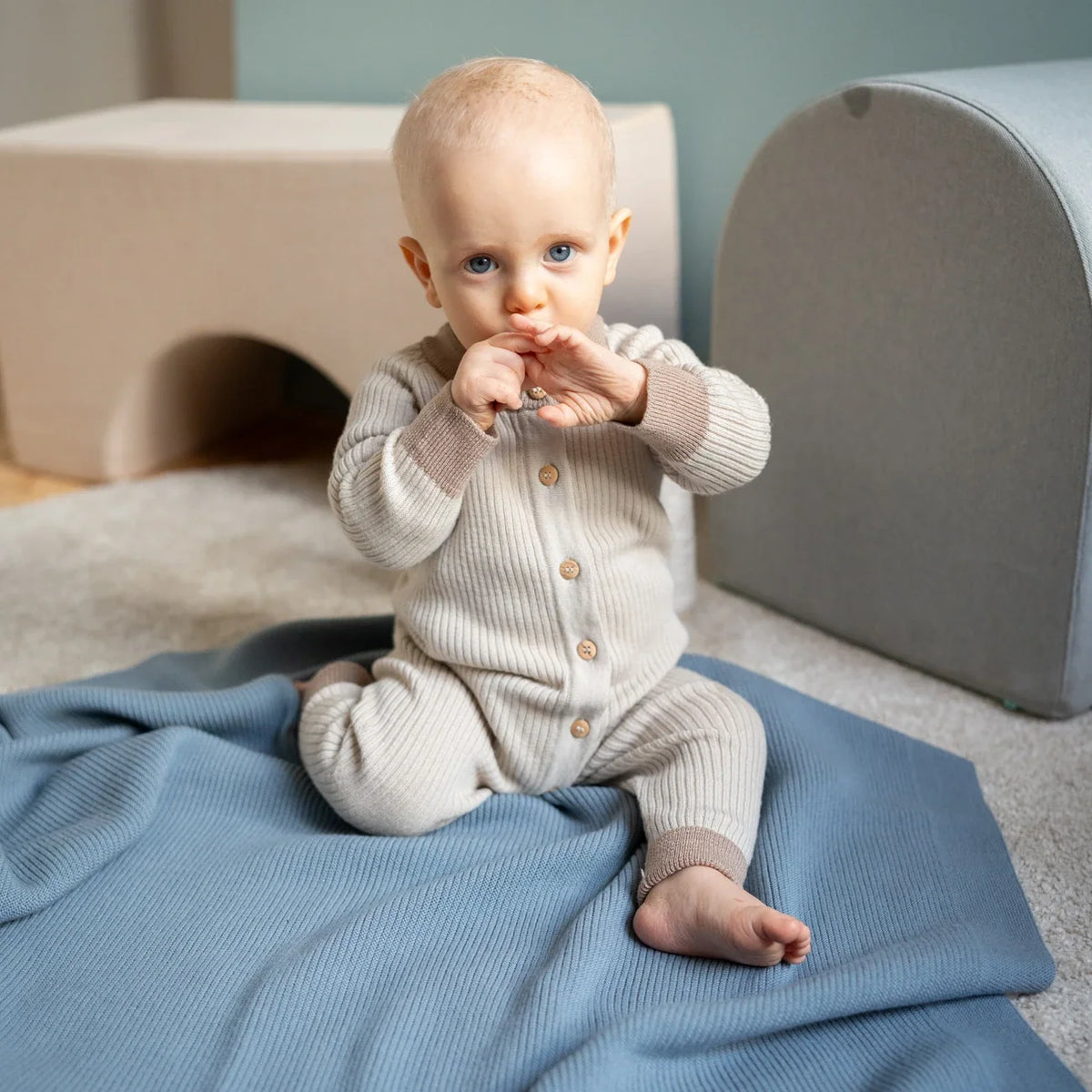 THE WOOLLY RIB BLANKET - blue