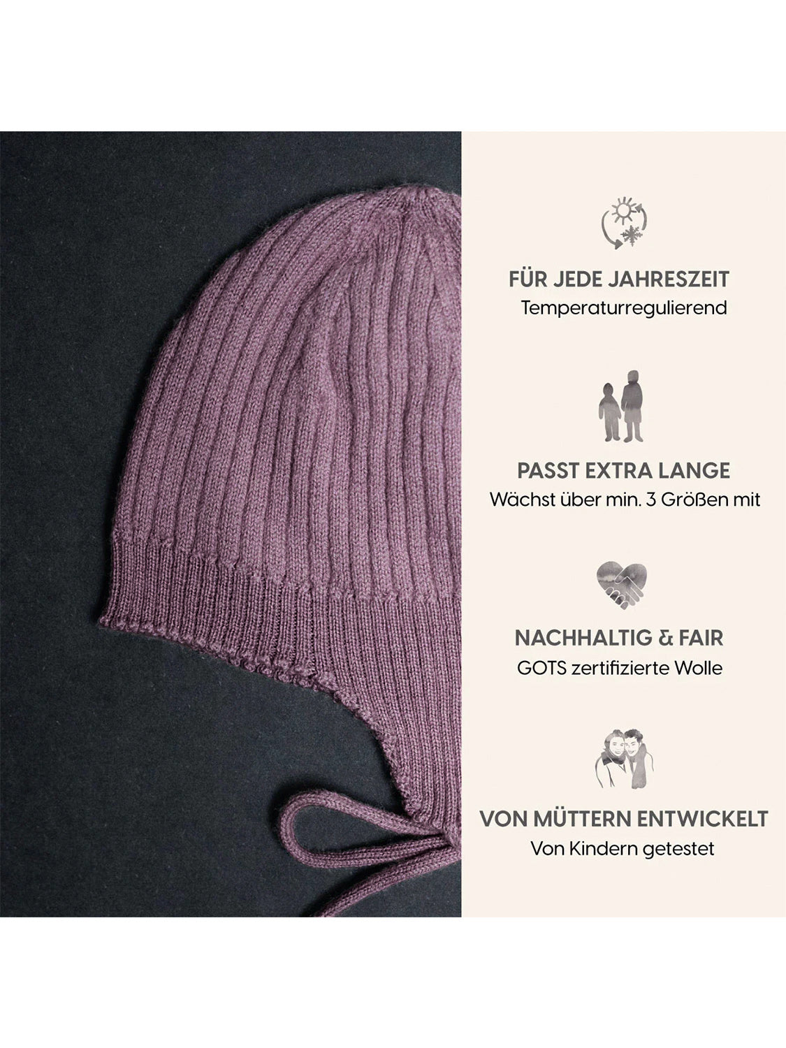 THE WOOLLY BABY HAT - mauve