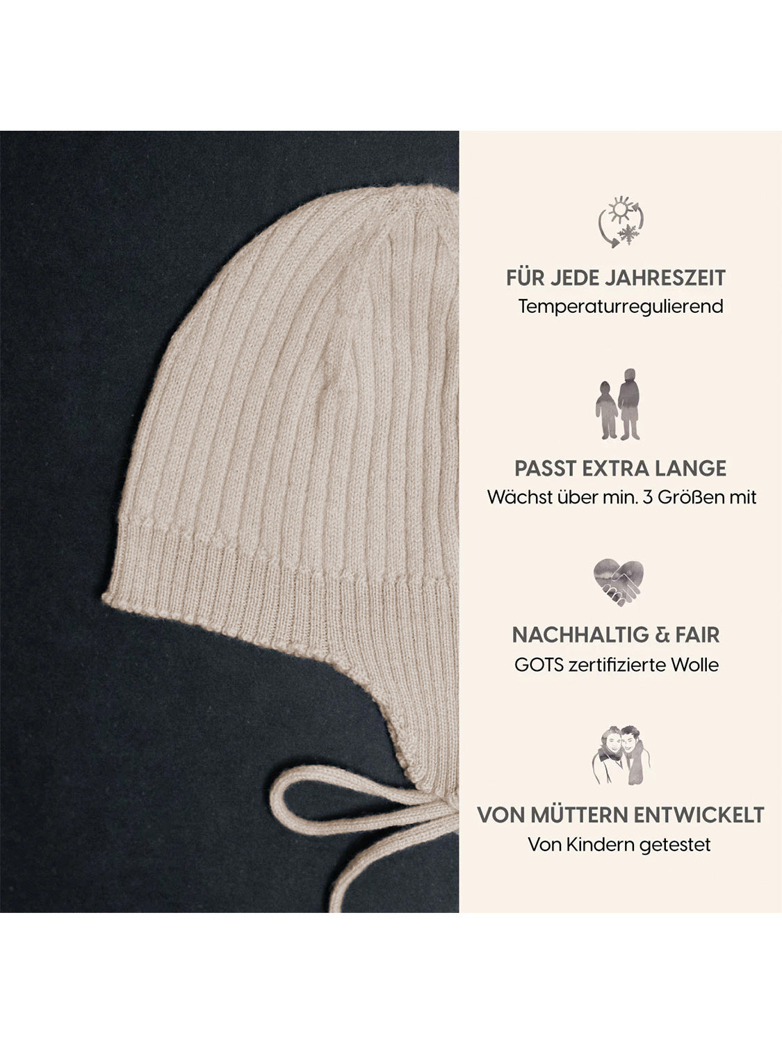 THE WOOLLY BABY HAT - sand