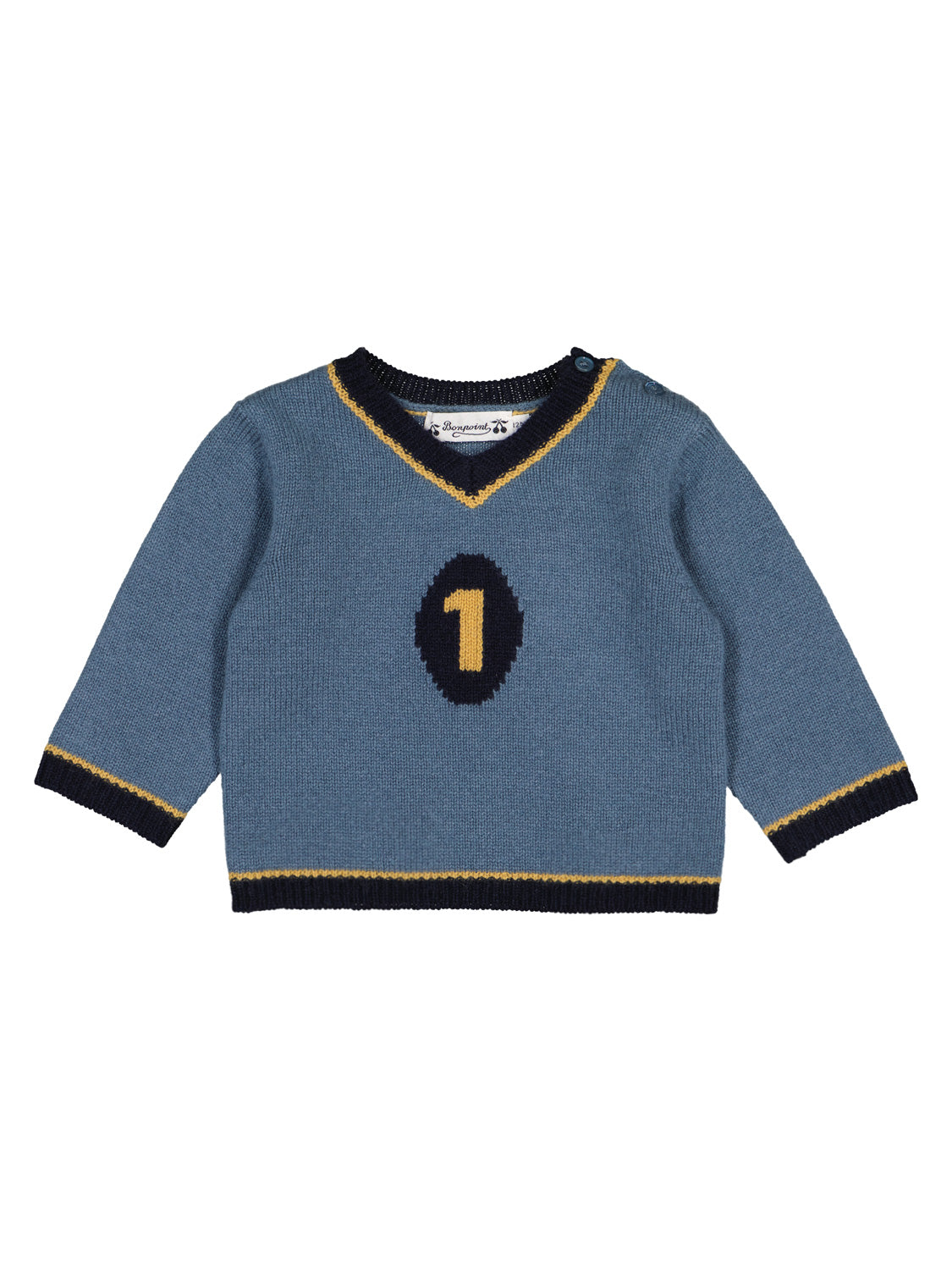 Bonpoint Kids Cashmere sweater Turbo Blue in Blue 1688397511-6800630721-1.jpg | NICKIS.com