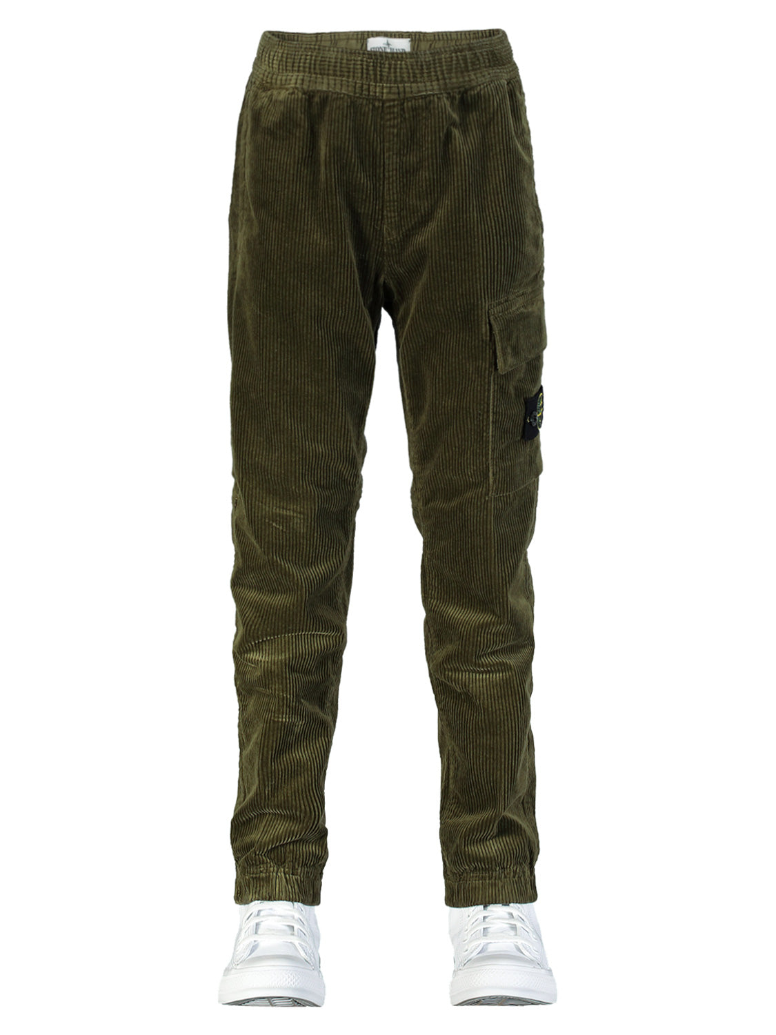 STONE ISLAND JUNIOR Kids Corduroy Trousers Olive Green in Olive Green 1705486734-6803471022-4.jpg | NICKIS.com