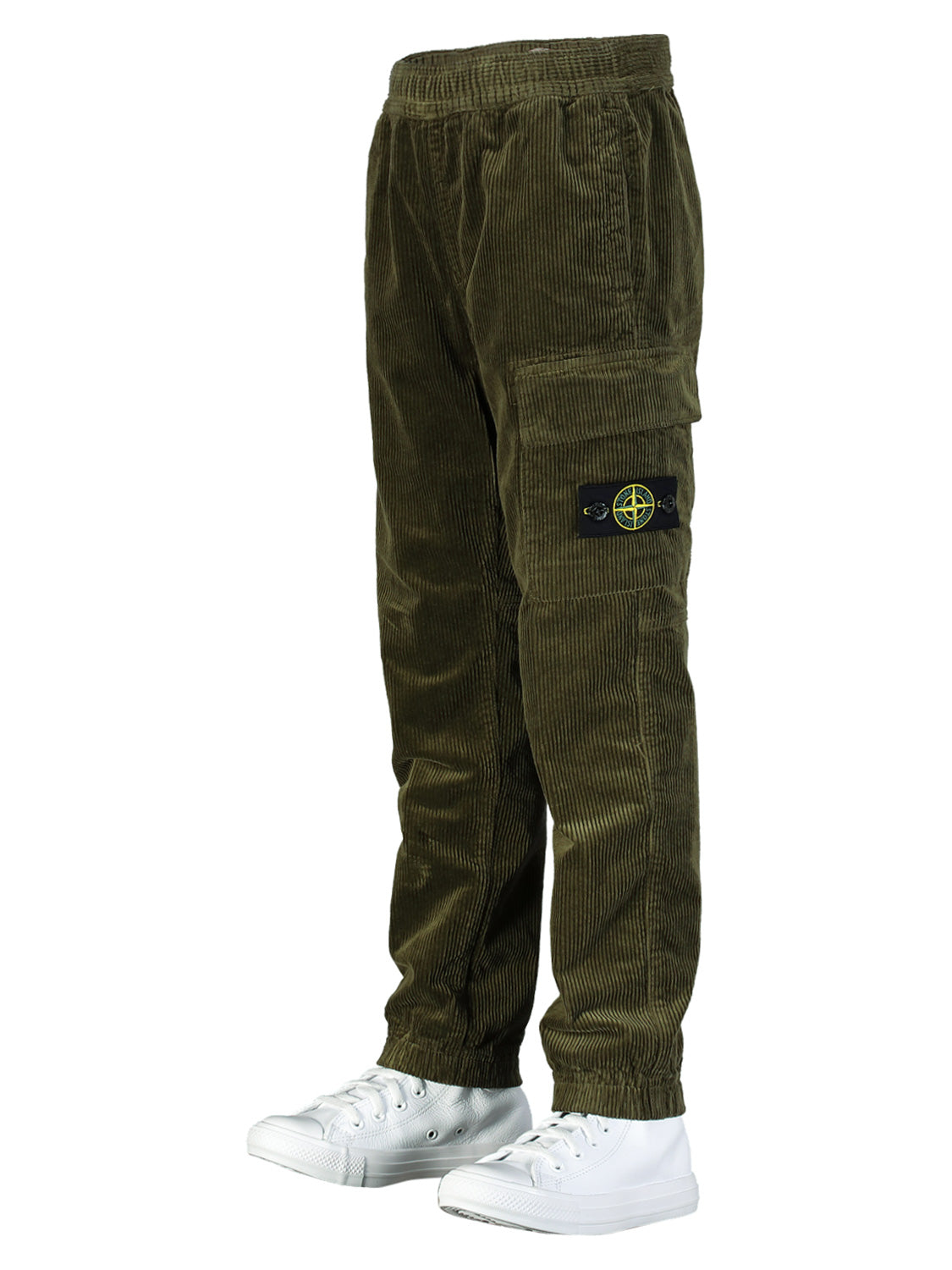 STONE ISLAND JUNIOR Kids Corduroy Trousers Olive Green in Olive Green 1705486734-6803471022-5.jpg | NICKIS.com