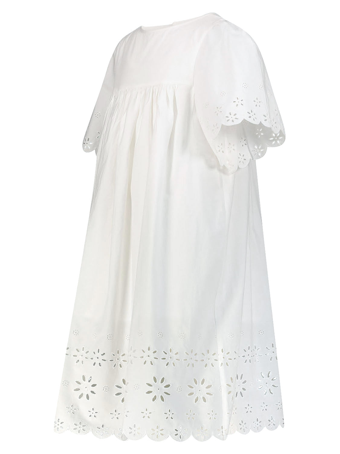 $360 Bonpoint girls white cotton 2024 eyelet back buttons dress