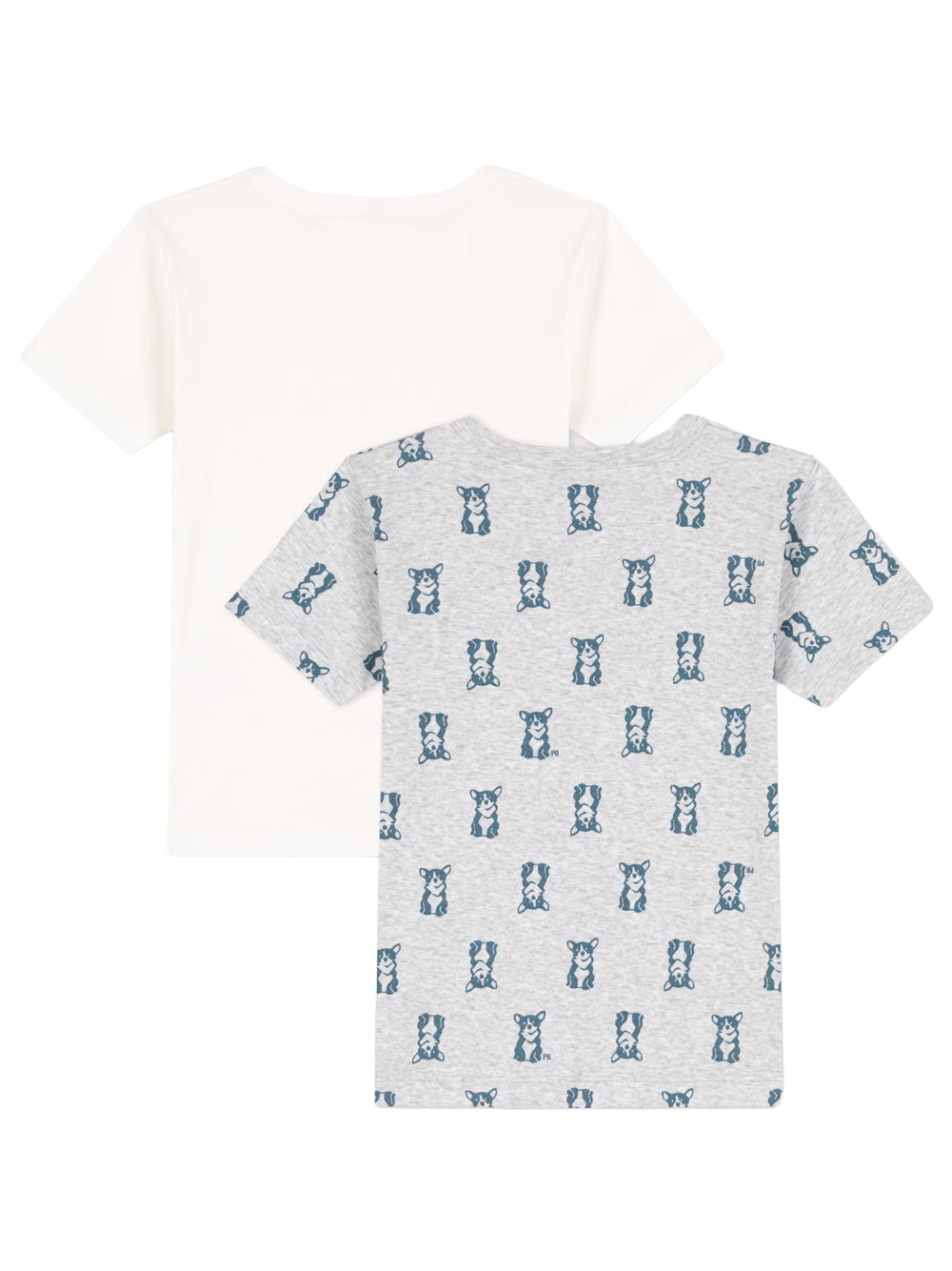 2er Set T-Shirt Weiß/ Grau