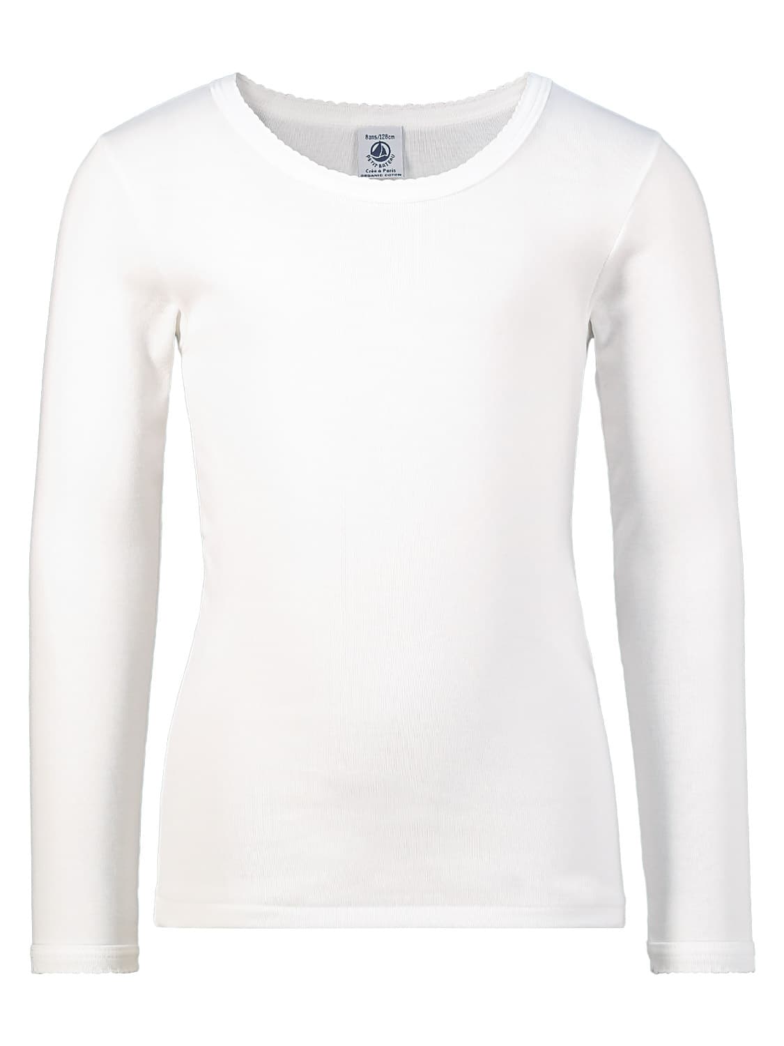 Petit Bateau Kids long-sleeve White in White 6401461434-1.jpg | NICKIS.com