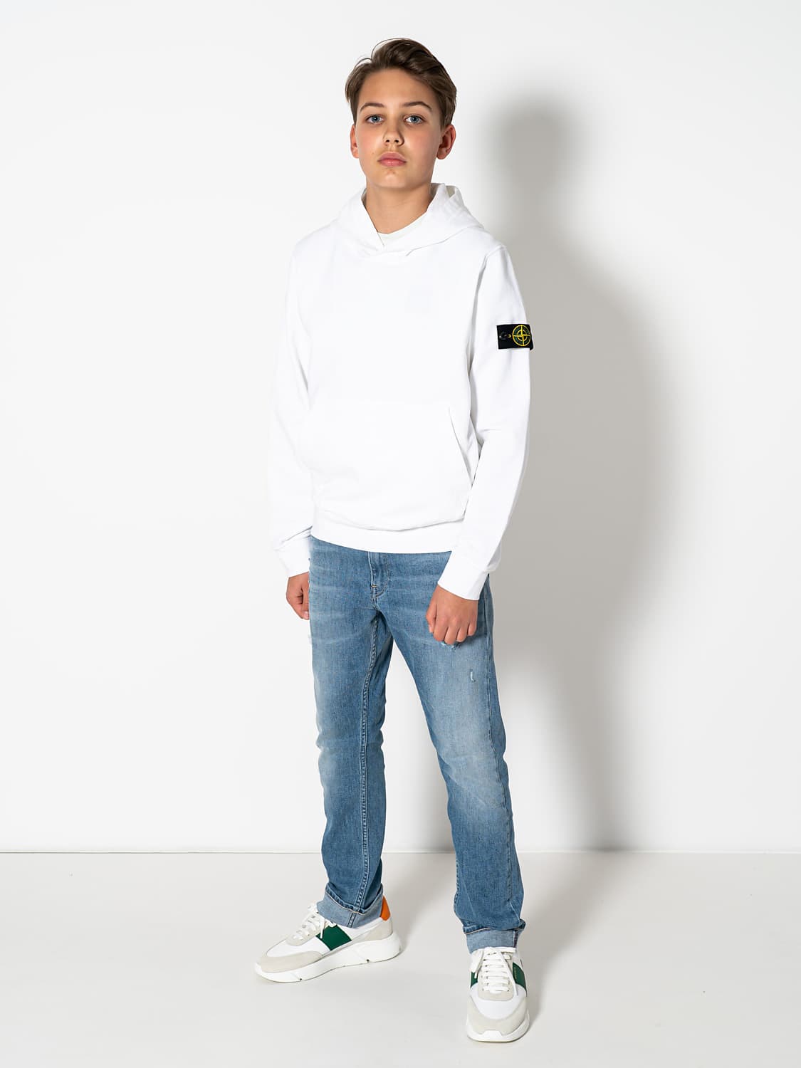 STONE ISLAND JUNIOR Kids hoodie White in White 6500839727-2.jpg | NICKIS.com