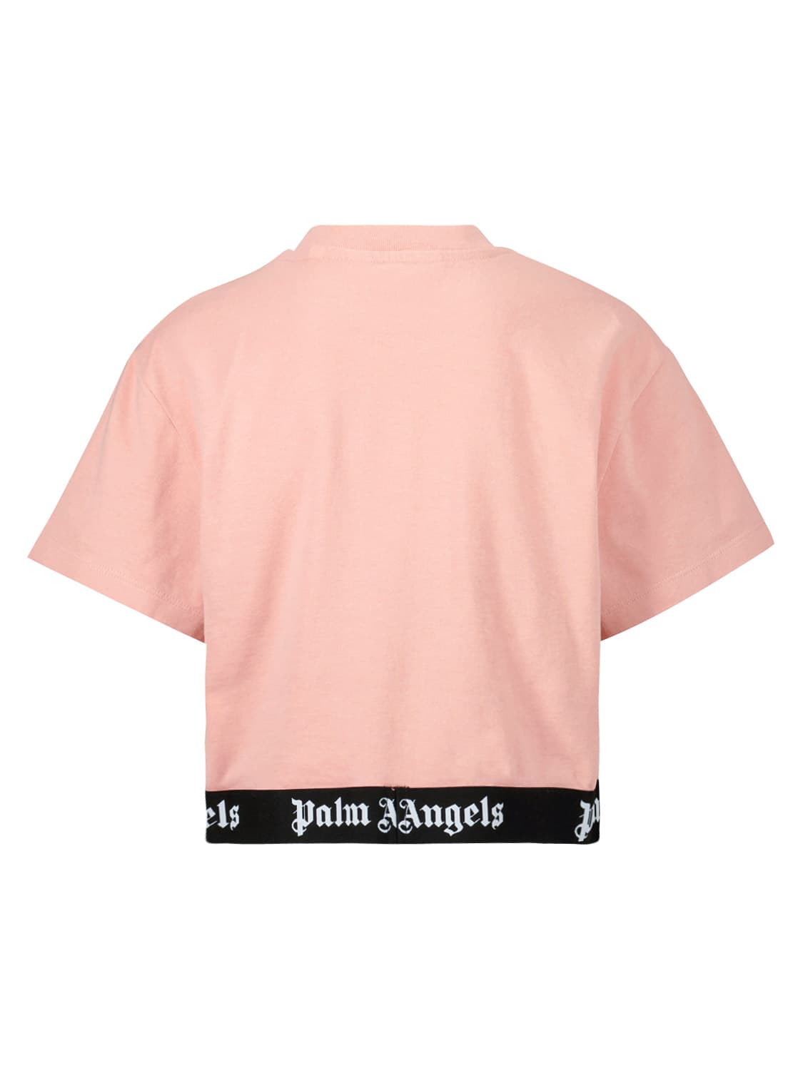 Palm Angels Kids t-shirt Logo Tape Cropped Apricot in Apricot 6603841765-4.jpg | NICKIS.com