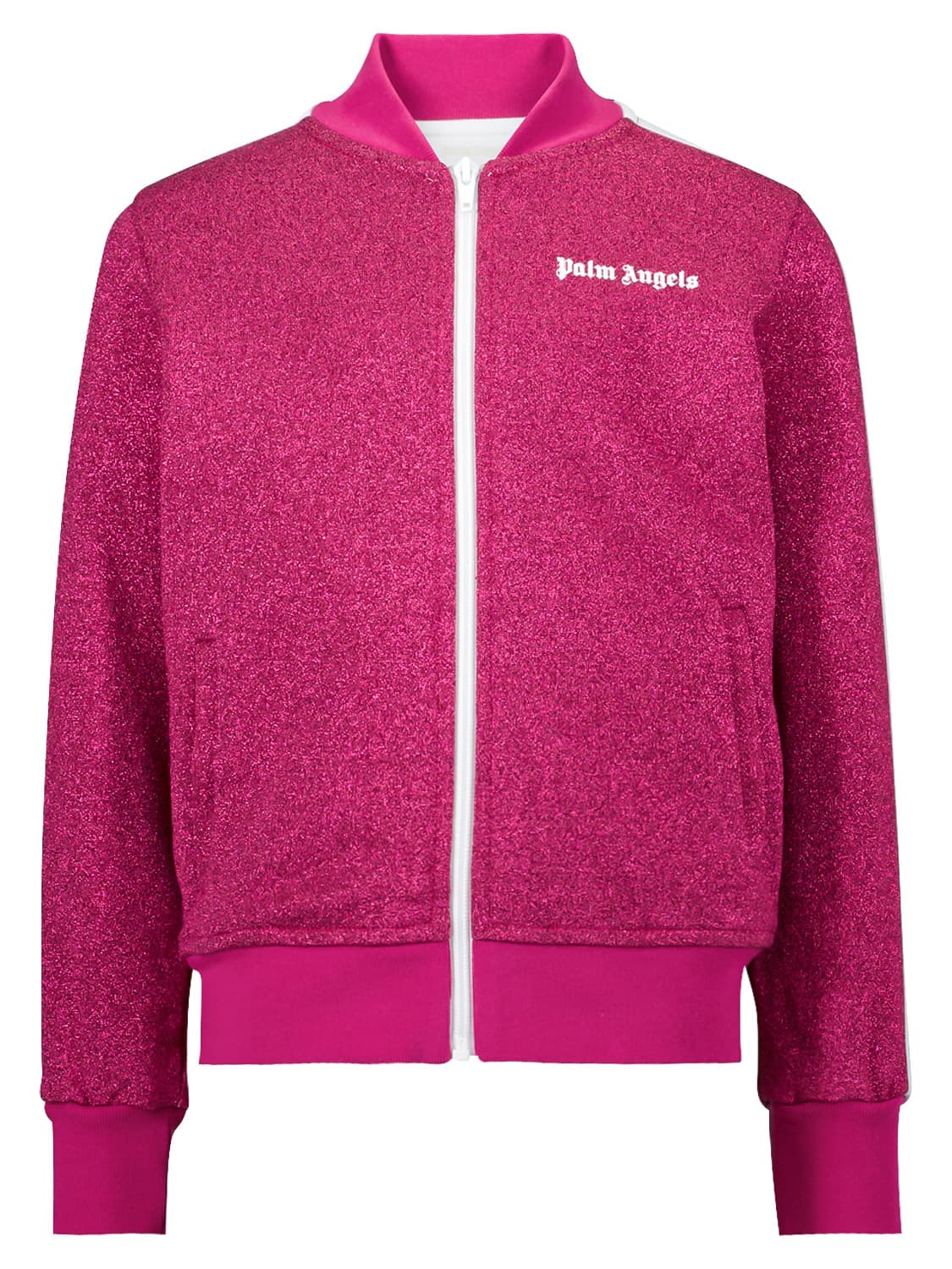 Palm Angels Kids Sweat Jacket Logo Lurex Fuchsia in Fuchsia 6604281555-1.jpg | NICKIS.com