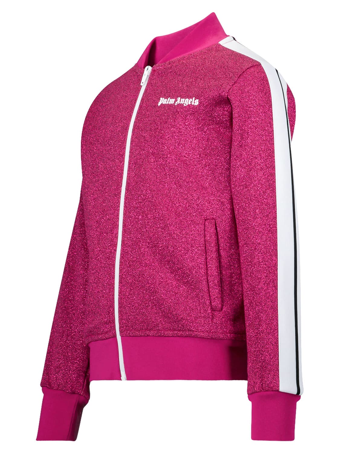 Palm Angels Kids Sweat Jacket Logo Lurex Fuchsia in Fuchsia 6604281555-4.jpg | NICKIS.com