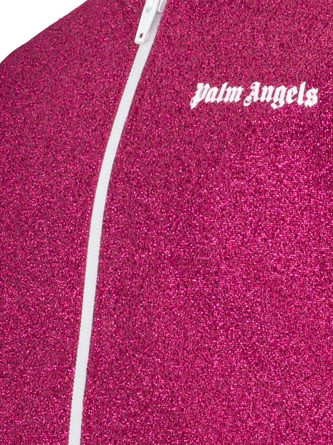 Palm Angels Kids Sweat Jacket Logo Lurex Fuchsia in Fuchsia 6604281555-6.jpg | NICKIS.com