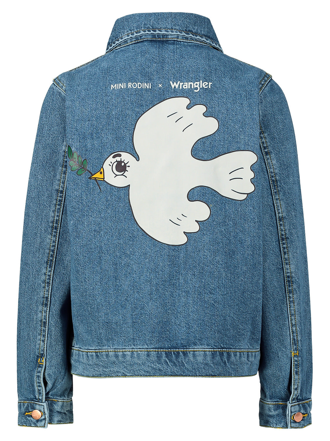 Mini Rodini Kids jacket Mini Rodini x Wrangler | Peace Dove Blue in Blue 6800417926-5.jpg | NICKIS.com