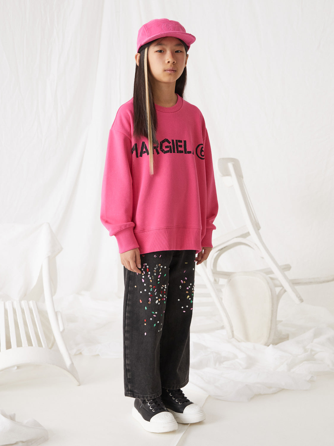 MM6 Maison Margiela Kids Sweatshirt Fuchsia in Fuchsia 6800592883-2.jpg | NICKIS.com