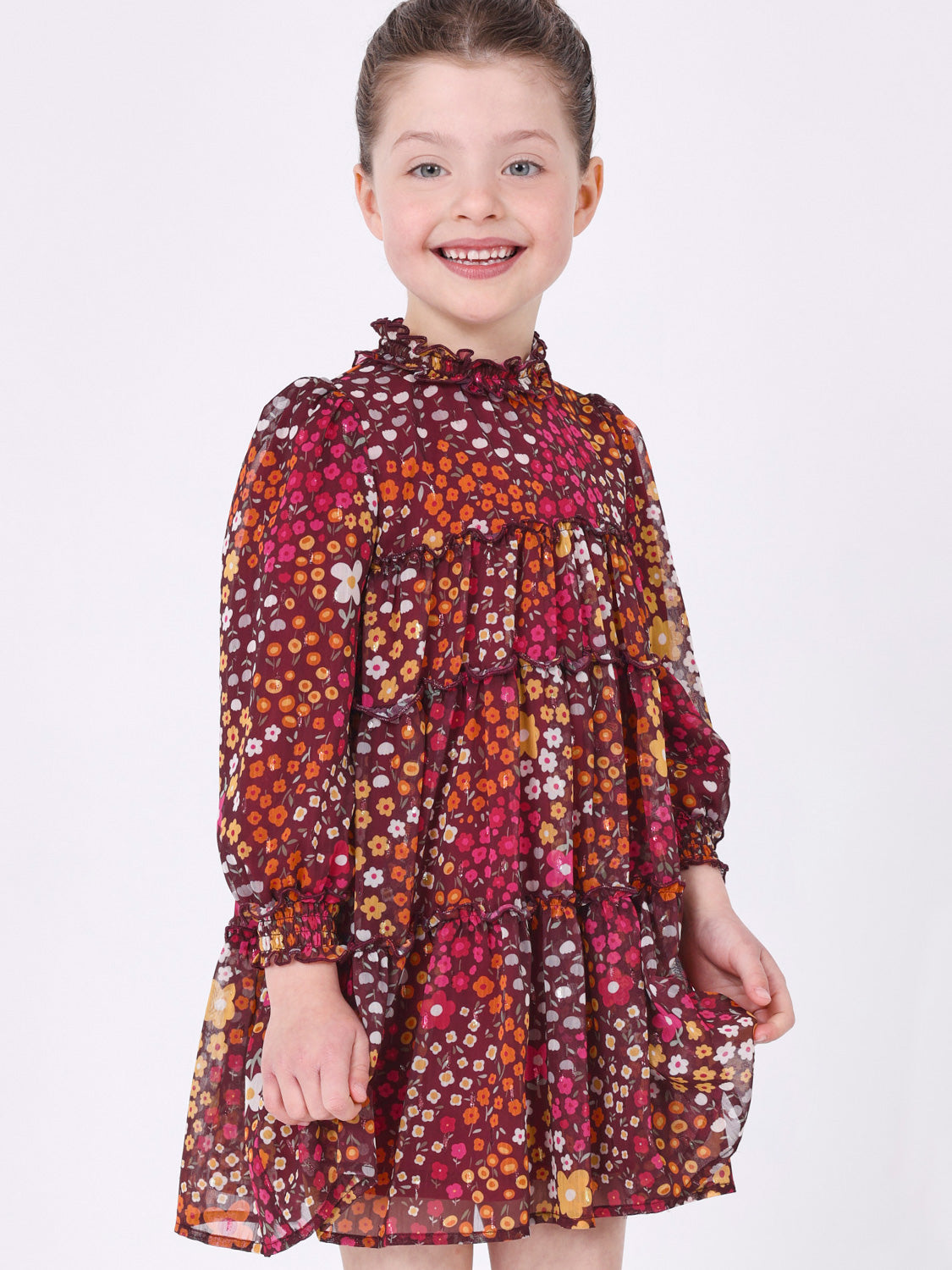 Mayoral Kids dress Burgundy in Burgundy 6800912378-2.jpg | NICKIS.com