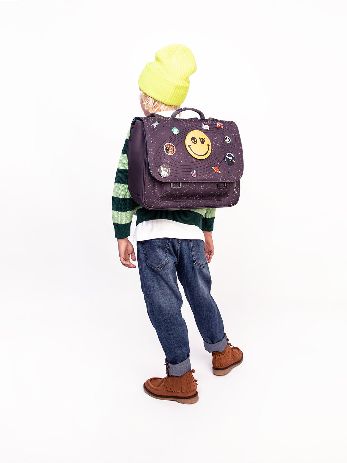 Jeune Premier Kids Satchels Midi Space Invaders Anthracite Grey in Anthracite Grey 6805951011-8.jpg | NICKIS.com