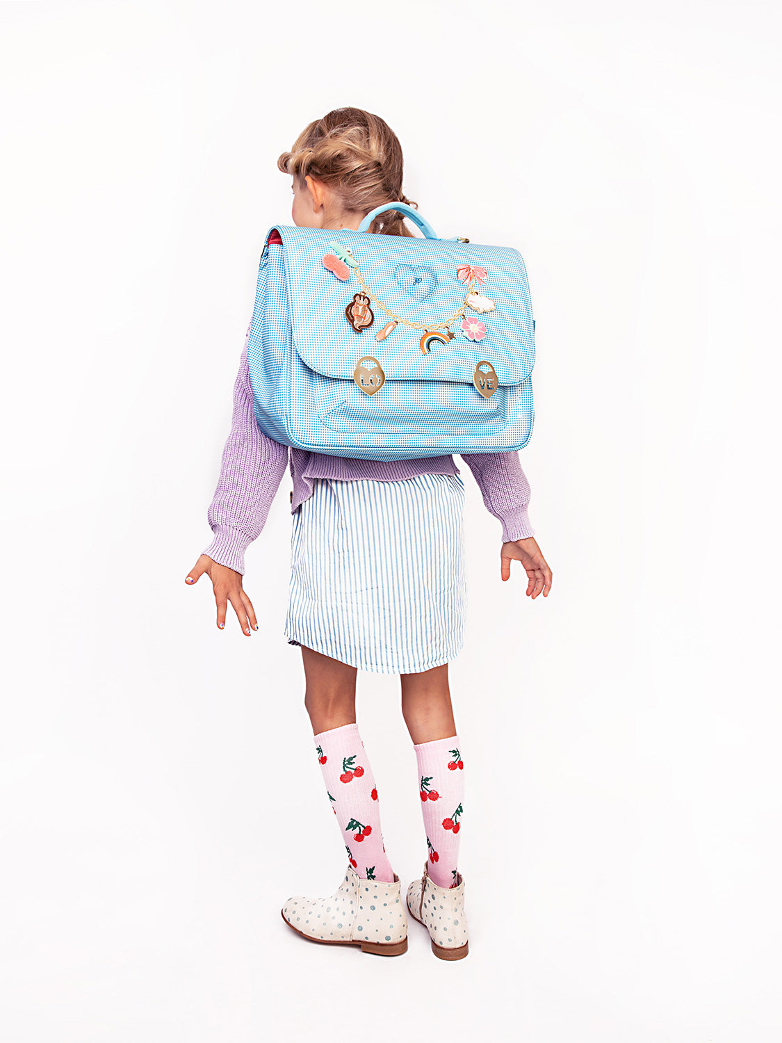 Jeune Premier Kids Satchels Midi Vichy Love Blue in Blue 6807401690-8.jpg | NICKIS.com