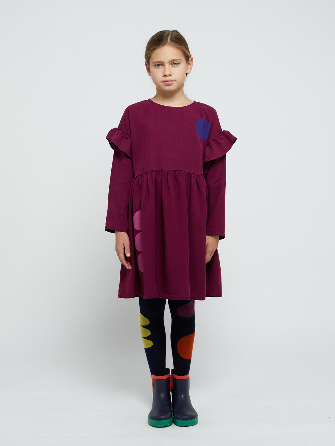 Bobo Choses Kids dress Geometric Shapes Burgundy in Burgundy 6807422497-2.jpg | NICKIS.com