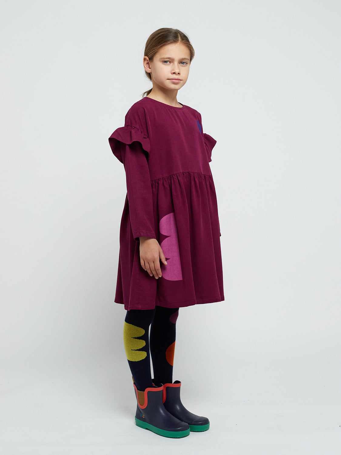 Bobo Choses Kids dress Geometric Shapes Burgundy in Burgundy 6807422497-8.jpg | NICKIS.com