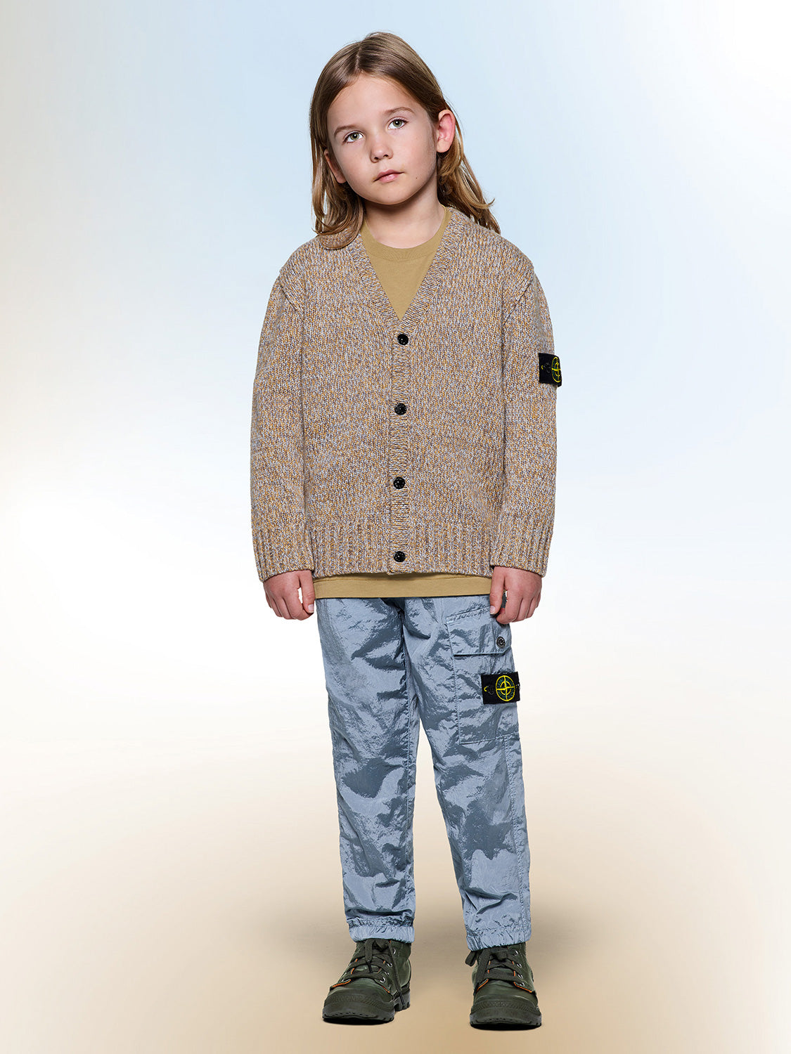 STONE ISLAND JUNIOR Kids cardigan Beige in Beige 6809016931-2.jpg | NICKIS.com