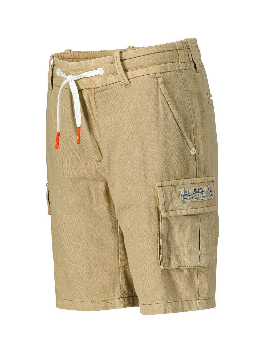 Scotch & Soda Kids Shorts Longer-length - Garment-dyed cotton linen cargo Beige in Beige 6901729802-4.jpg | NICKIS.com