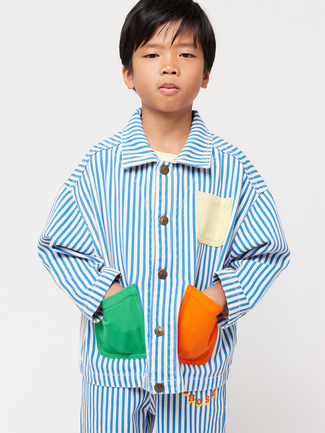 Bobo Choses Kids jacket Striped Color Block Blue in Blue 6904433447-8.jpg | NICKIS.com