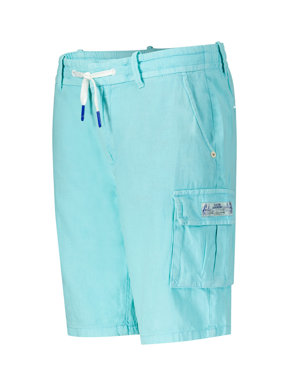 Scotch & Soda Kids Shorts Longer-length - Garment-dyed cotton linen cargo Blue in Blue 6906162012-4.jpg | NICKIS.com