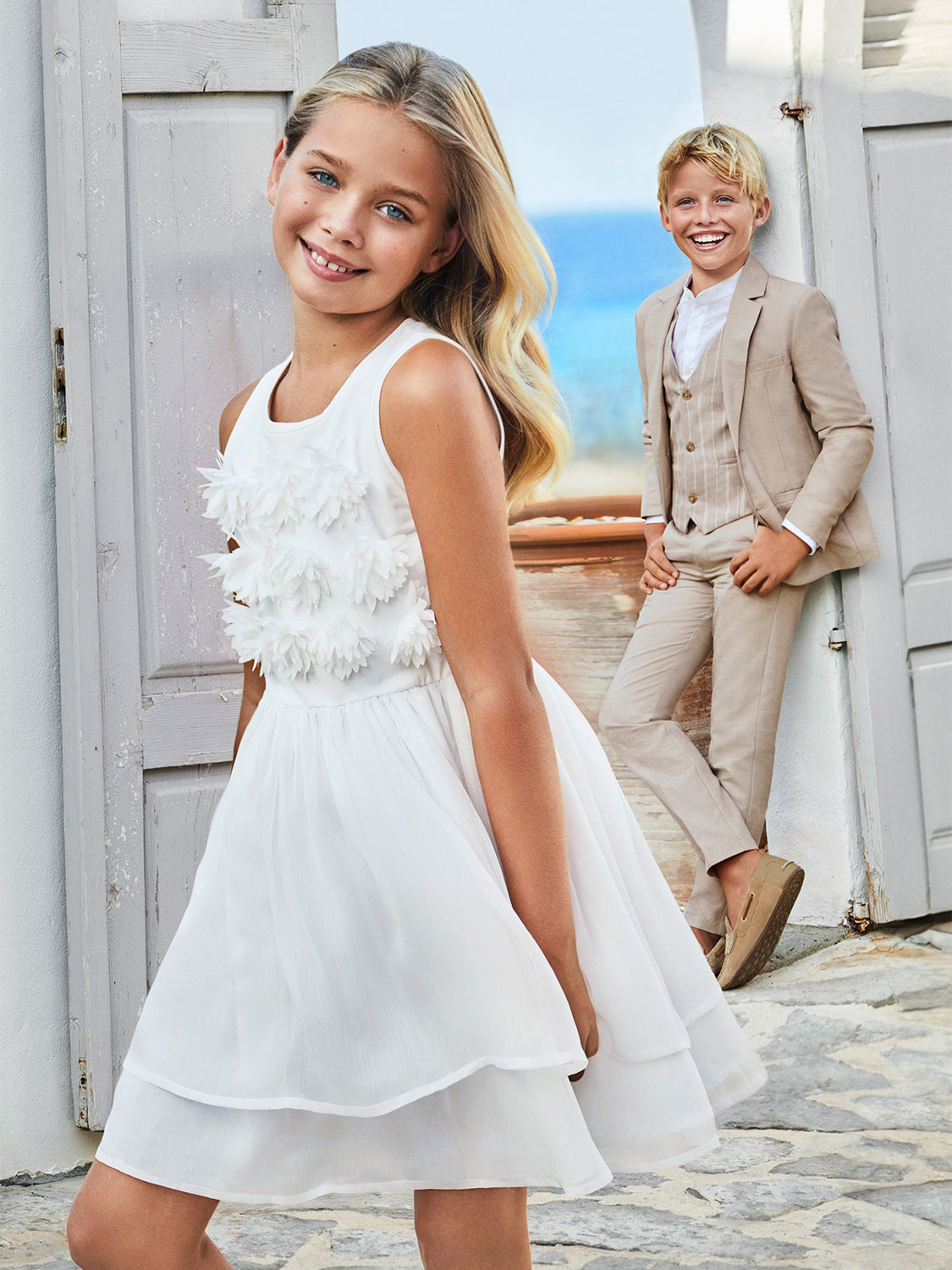 Mayoral Kids dress White in White 6908308096-2.jpg | NICKIS.com