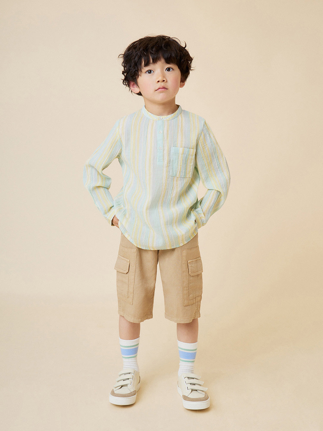 Bonpoint Kids Shorts Florent Khaki in Khaki 6909036095-2.jpg | NICKIS.com