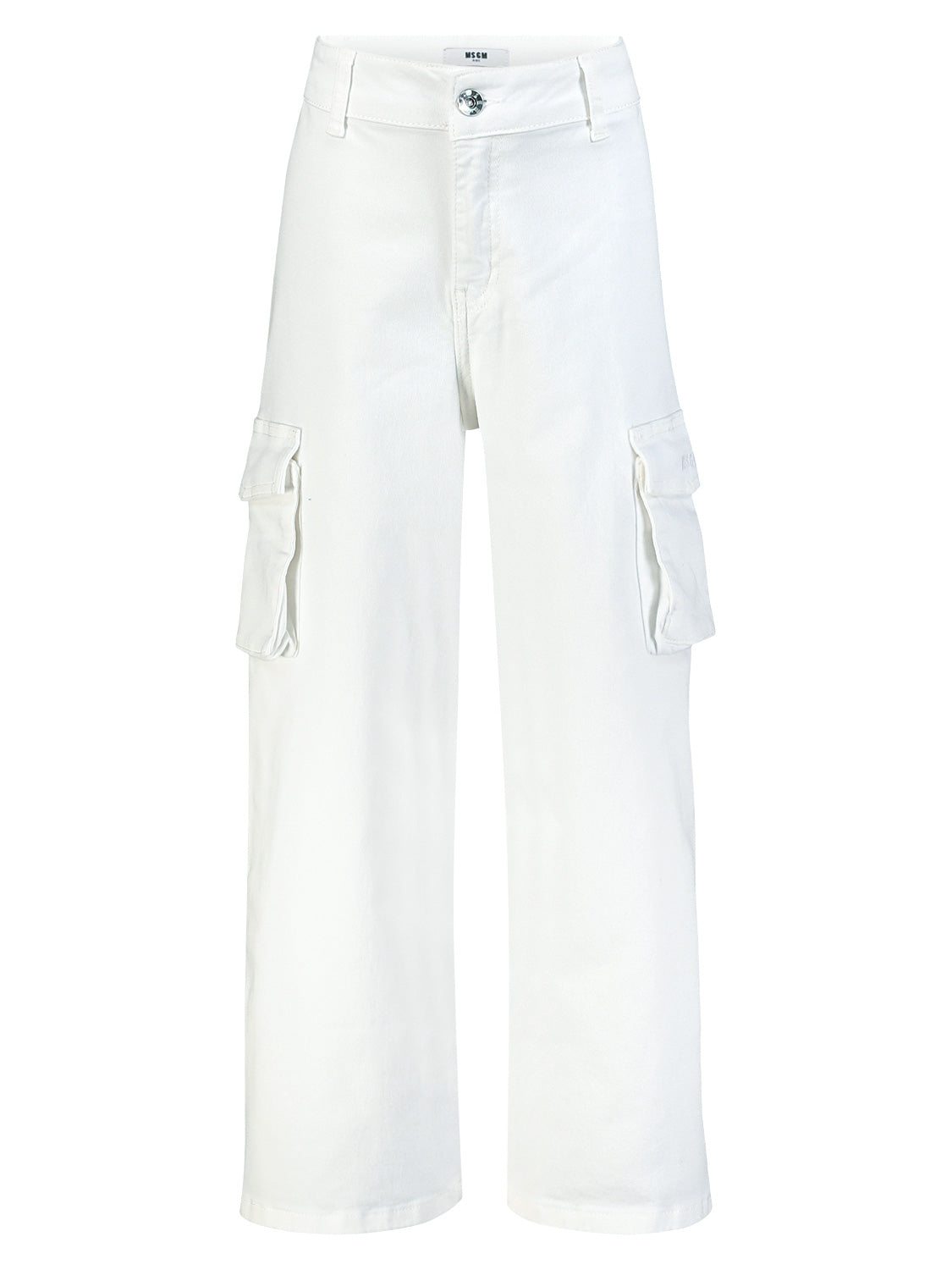 MSGM Kids Cargo Trousers White in White 6909254502-1.jpg | NICKIS.com