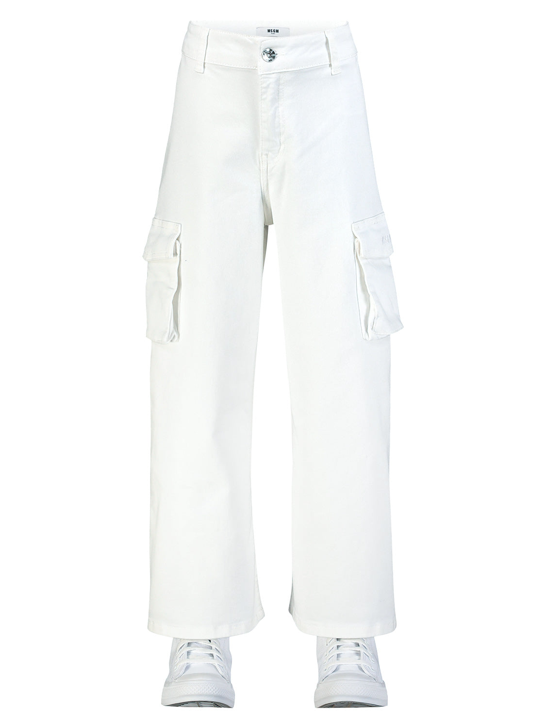 MSGM Kids Cargo Trousers White in White 6909254502-4.jpg | NICKIS.com