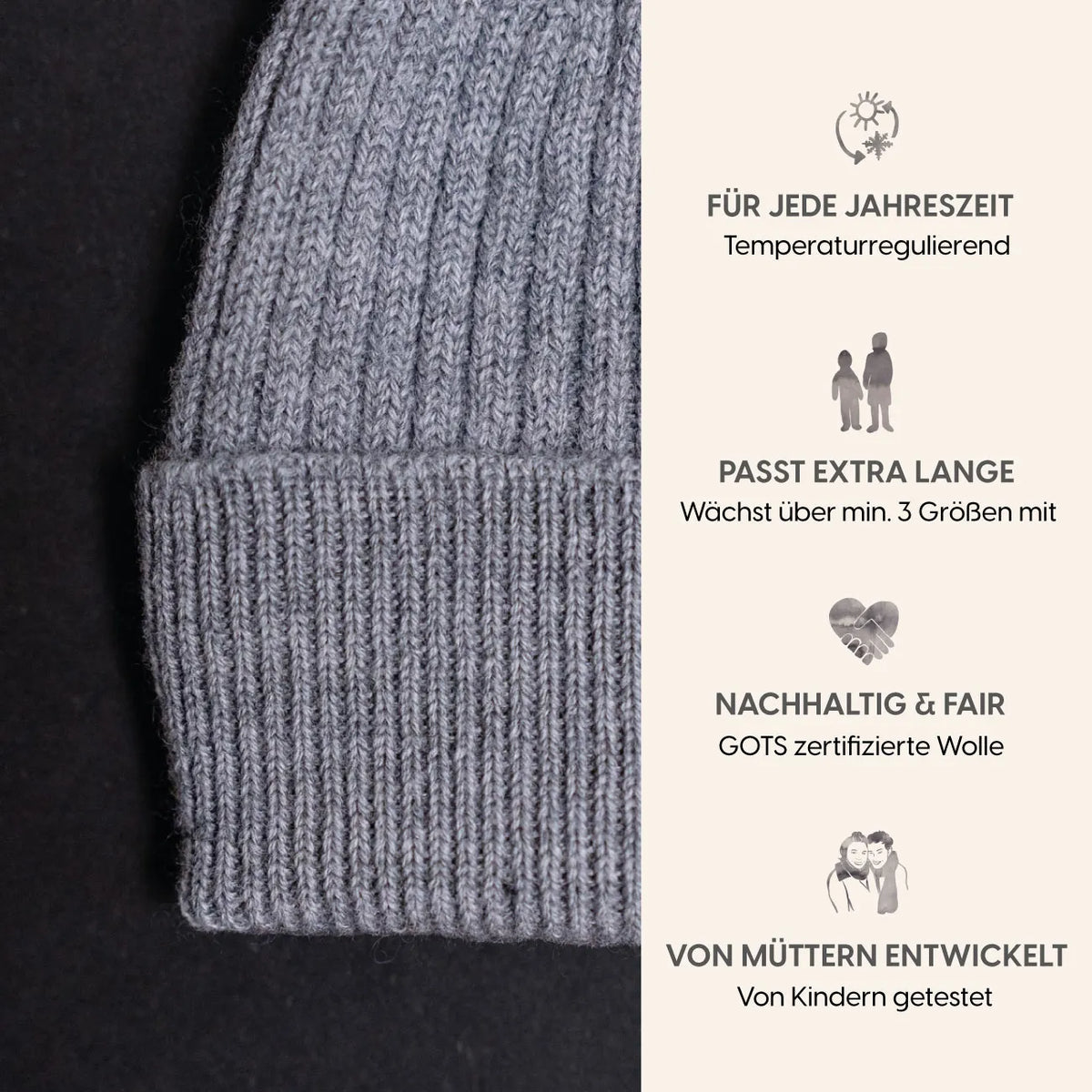 THE WOOLLY BEANIE - cloud grey