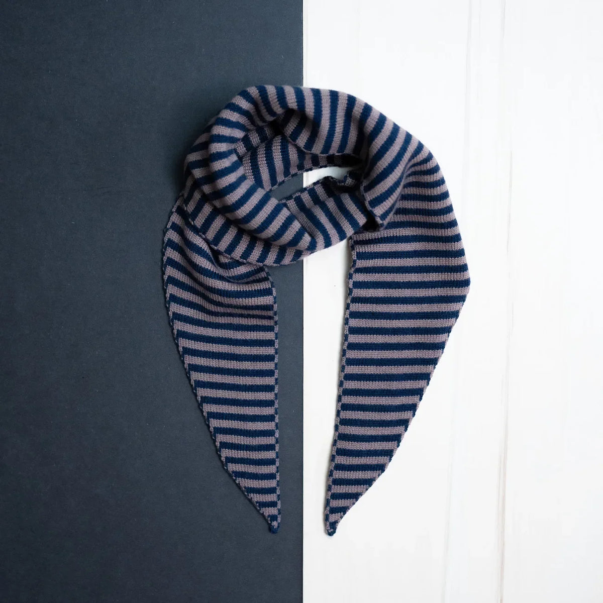 THE WOOLLY FAMILY SCARF STRIPED - MAUVE / MIDNIGHT