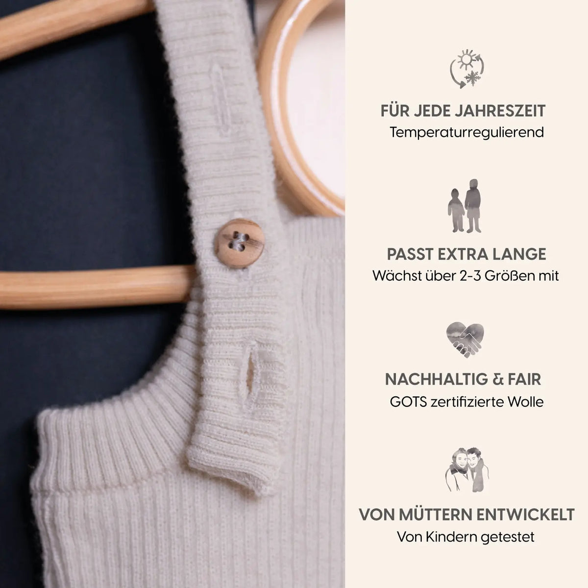 THE WOOLLY BABY JUMPSUIT - sand
